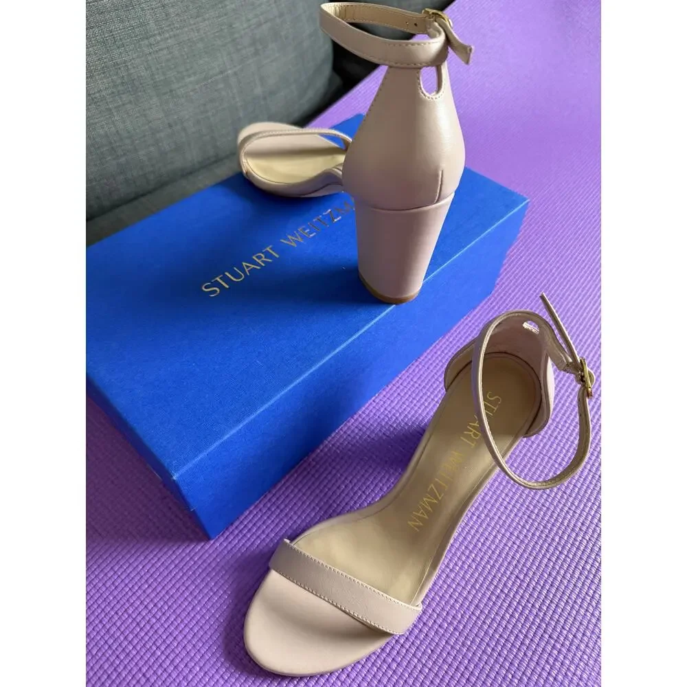 NIB Stuart Weitzman Nearlynude Sandals Dolce Nude Leather Size 5.5 AA Narrow